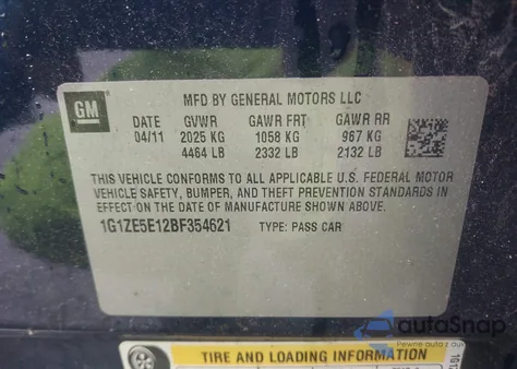 2011 Chevrolet Malibu Ltz from USA, damaged, VIN 1G1ZE5E12BF354621